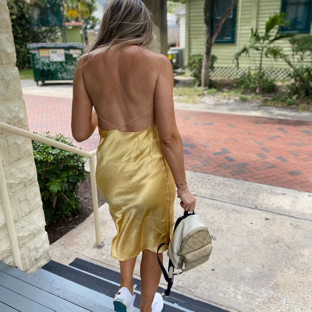 ✨ Double Zero Gold Satin Slip Dress ✨ - Picture 8 of 11